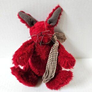 Marty Bumala Bunny Rabbit Red Mohair Jointed Waverly Crossing Bear 8" Tall OOAK